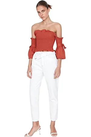 Trendyol Women High Waist Straight Leg Mom Jeans