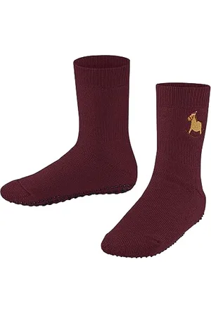 Falke Unisex Kids Catspads Embroidery K HP Cotton Wool Grips On Sole 1 Pair Grip socks, Red (Ruby 8830), 12-2.5