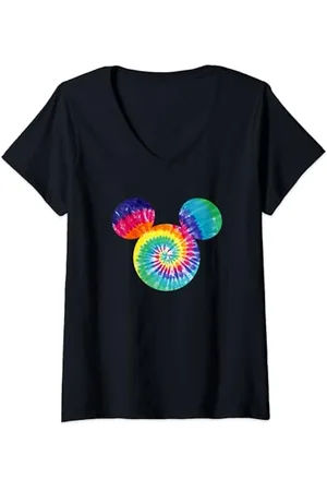 Disney Womens Mickey And Friends Mickey Tie Dye Fill V-Neck T-Shirt