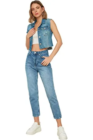 Trendyol Women High Waist Straight Leg Mom Jeans