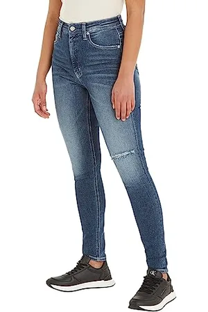 Calvin Klein Women Jeans High Rise Ankle Super Skinny Fit, (Denim Dark), 25W