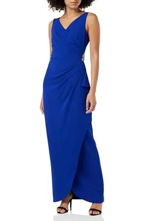 Gina Bacconi V Neck Tulip Gown with Embellishment at The Waist Side and Ruching, , 12