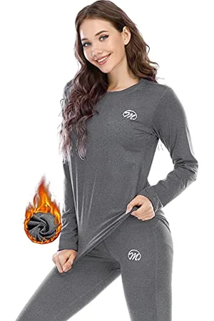 MEETWEE Women’s Thermal Underwear Set, Winter Base Layer for Ladies, Long Sleeve Top & Bottom Quick Dry Long Johns Suit with Fleece Lined for Running Skiing Workout
