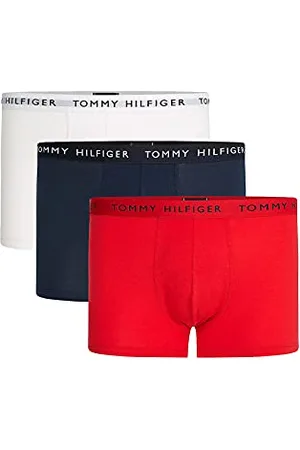 Tommy Hilfiger Men Boxer Short Trunks Underwear Pack of 3, Multicolor (White/Desert Sky/Primary Red), S
