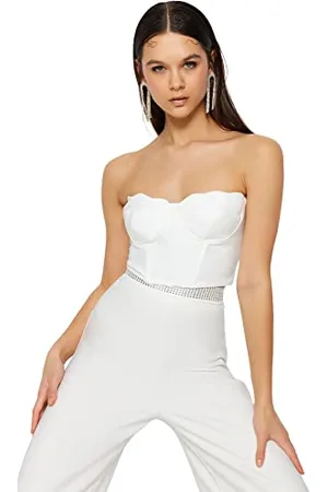 Trendyol Womens Fitted Strapless Woven Bustier Bra, , 8 UK