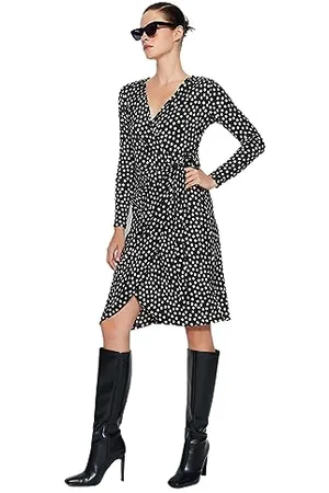 Trendyol FeMan Wrapover Regular fit Knit Dress, ,L