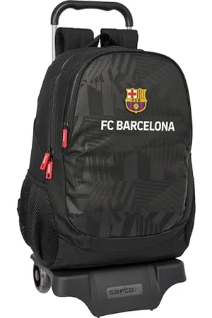 Safta F.C. Barcelona Black – School Backpack with Trolley, Ideal for Children of Different Ages, Comfortable and Versatile, Quality and Resistance, 33 x 15 x 43 cm, Black, , Estándar