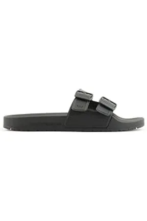 Emporio Armani Double Buckle Slides Sandal, Military+Military, 43