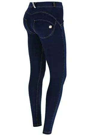 Freddy WR.UP® Regular-Rise Super Skinny Trousers in Dark Jersey - Dark Jeans-Yellow Seam - XXS