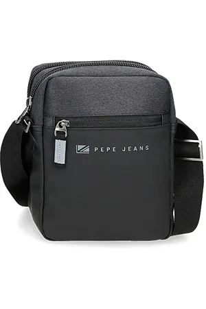 Pepe Jeans Jarvis Shoulder Bag Two Compartments Black 17 x 22 x 7 cm Polyester with Faux Leather Details