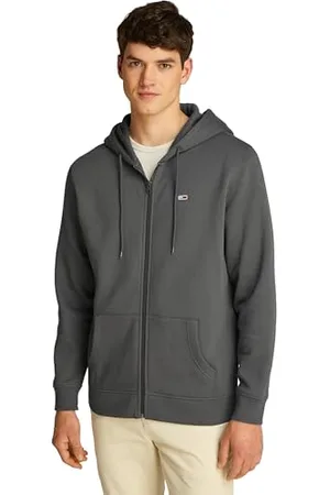 Tommy Hilfiger Men’s Flag Fleece Zip Through Hoodie, Grey , M