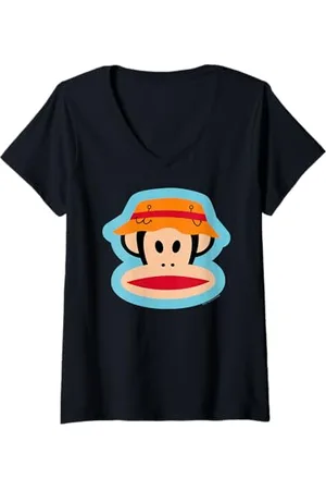 Paul Frank Womens Julius The Monkey Fishing Hat V-Neck T-Shirt
