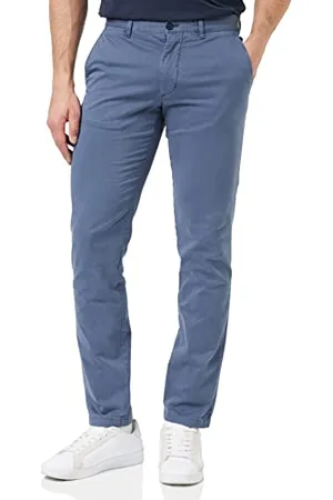 Tommy Hilfiger Men Bleecker TH Flex Satin GMD Trousers Chino, Blue (Faded Indigo), 40W / 32L