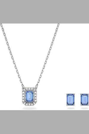 Swarovski Millenia Stud Earrings and Pendant Necklace Set, Coloured Crystal in a Rhodium Plated Setting, from the Millenia Collection