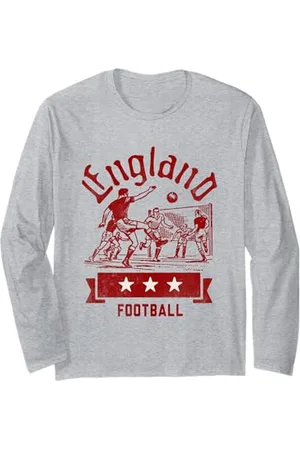 Trendy Apparel England Football Red Vintage Sports Panel Long Sleeve T-Shirt
