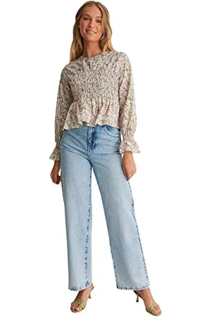 NA-KD Smocked peplum blouse, , EU 34