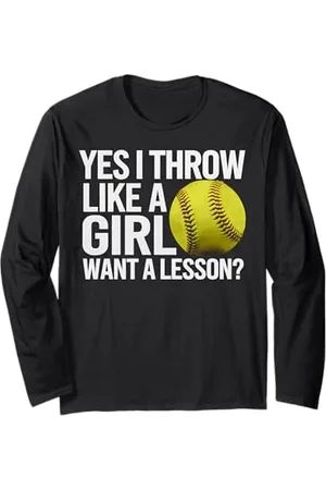 Graphic 365 Softball Throw Like A Girl Player Sports Team Gift Idea Long Sleeve T-Shirt