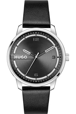 HUGO BOSS Three Hand Quartz Movement Watch for Men #STAMP Collection with Brown Leather Strap - 1530362