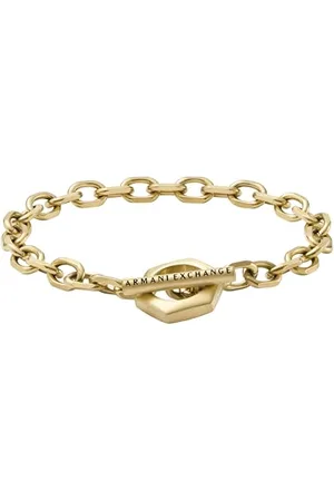 Armani Exchange Bracelet for Men , Length: 220MM, Width: 17.5MM, Height: 20MM Gold Stainless Steel Bracelet, AXG0104710
