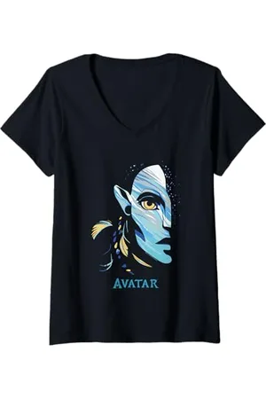 Avatar Womens : The Way Of Water A Warrior Born Split Panel Portrait V-Neck T-Shirt