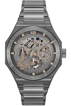 HUGO BOSS Analogue Multifunction Quartz Watch for Men #GRAIL SKELETON Collection with Stainless Steel Bracelet - 1530378