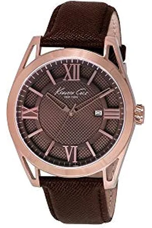 Kenneth Cole Men Analogue Quartz Watch with Leather Strap IKC8073