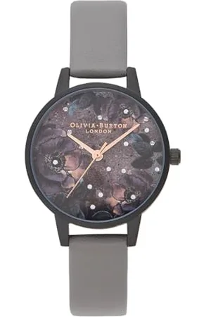 Olivia Burton Analogue Quartz Watch for Women with Grey Vegan Leather Strap - OB16AD50