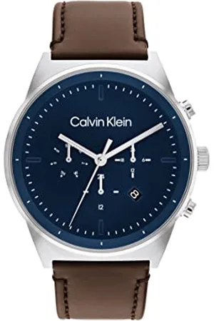 Calvin Klein Analogue Multifunction Quartz Watch for Men with Dark Brown Leather Strap - 25200300