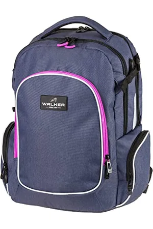 Karen Walker Campus Evo 42117-267 Backpack Blue Ivy Pink with 3 Compartments, Laptop Compartment, Side Pockets, Back Padding, Height-Adjustable Carry System, Water-Repellent, Backpack for School, University