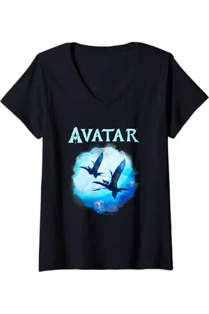 Avatar Womens : The Way Of Water Come Fly With Me Blue Vignette V-Neck T-Shirt