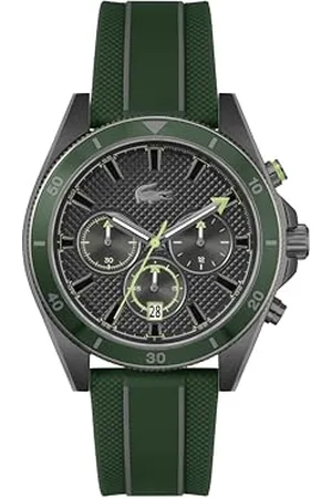 Lacoste Chronograph Quartz Watch for Men MAINSAIL Collection with Green Silicone Bracelet - 2011363