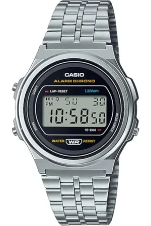 Casio Unisex 39.00mm Quartz Watch with Black Digital dial and Metal Bracelet Strap A171WE-1AEF