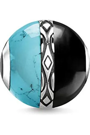 Thomas Sabo Ladies-Bead Ornament Turquoise & Black 925 Sterling Silver Blackened K0324-878-7