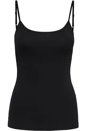 JDY Women Spaghetti Tank Top 2 Piece Pack | Sleeveless Round Neck Shirt | Basic Set AVA, Colours: , Size:40