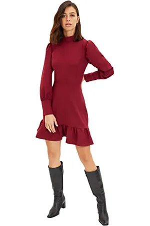 Trendyol Women Midi Ruffle Hem Regular Woven Dress