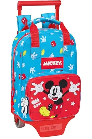 Safta Mickey Mouse Fantastic – School Backpack 765 with Trolley 805, Ideal for Children of Different Ages, Comfortable and Versatile, Quality and Resistance, 20 x 8 x 28 cm, Blue/Red, Blue/red