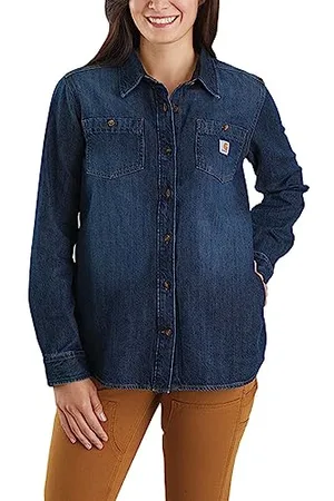 Carhartt Womens Midweight Denim Relaxed Long Sleeve Shirt