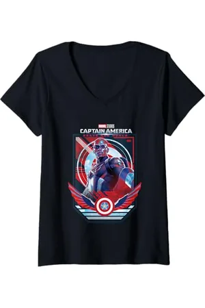 Marvel Womens Captain America: Brave New World New Cap Poster V-Neck T-Shirt