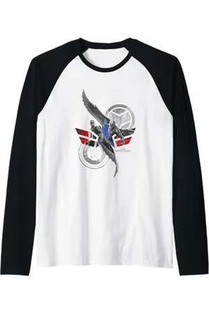 Marvel Captain America: Brave New World Cap & Falcon Logos Raglan Baseball Tee