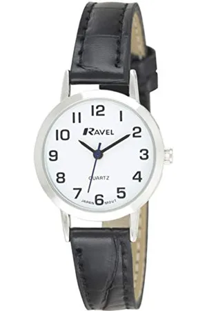 Ravel Womens Traditional Watch with Clear Numeral Dial - Silver Tone/Black