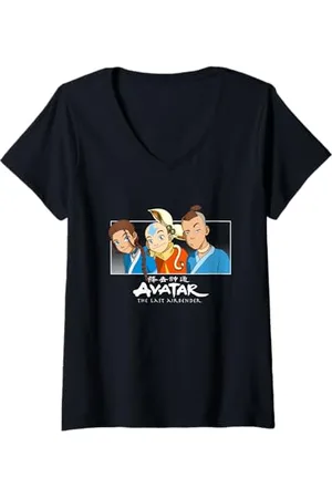 Avatar: The Last Airbender Womens Best Trio Simple Line Up V-Neck T-Shirt