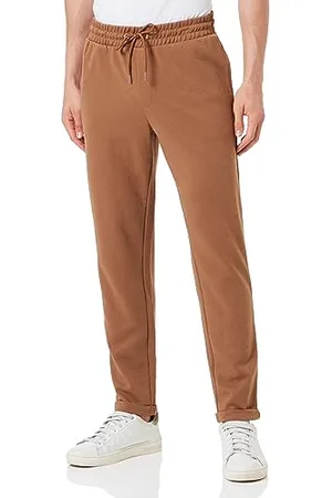 JACK & JONES Men’s Joggers Gym Sweatpants Lightweight Cosy Breathable Plain Trouser Elasticated Drawstring Sweatshirt, Brown Colour, Size- L
