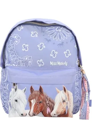 Depesche 12761 Miss Melody Bandana - Backpack in Smoke with Horse Motif and Bandana Pattern, Bag with Adjustable Shoulder Straps