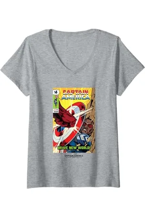 Marvel Womens Captain America: Brave New World Red Hulk VS Cap V-Neck T-Shirt