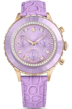 Swarovski Octea Chrono Watch, Swiss Made, Leather Strap, , Rose Gold-Tone Finish
