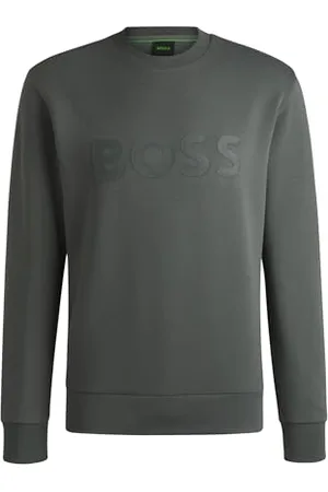 HUGO BOSS Mens Salbo Sandwich-Logo Sweatshirt in Stretch Cotton