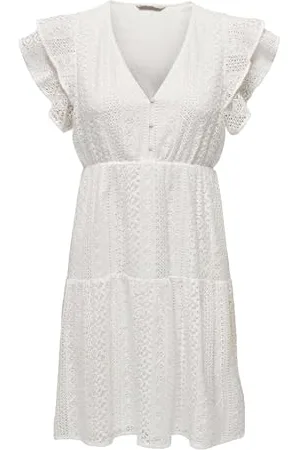 ONLY Women Short Dress V-Neck lace Detail Casual Summer Dress, Colours: , Size:L