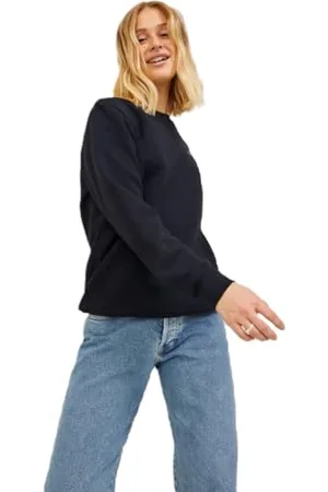 JJXX JACK & JONES Womens Jxabbie Ls Rel Every Brush Crew Noos Sweatshirt, Black/Print: White Logo, S UK