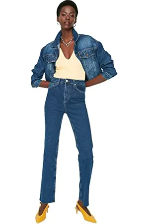 Trendyol Women High Waist Straight Leg Flare Jeans