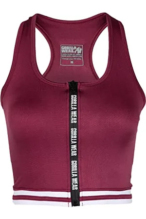 Gorilla Wear Mesa Zip Front Crop Top Burgundy